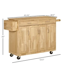 Halifax North America Natural Kitchen Island: 54" Wide Cart with Drawers and Tool Caddy