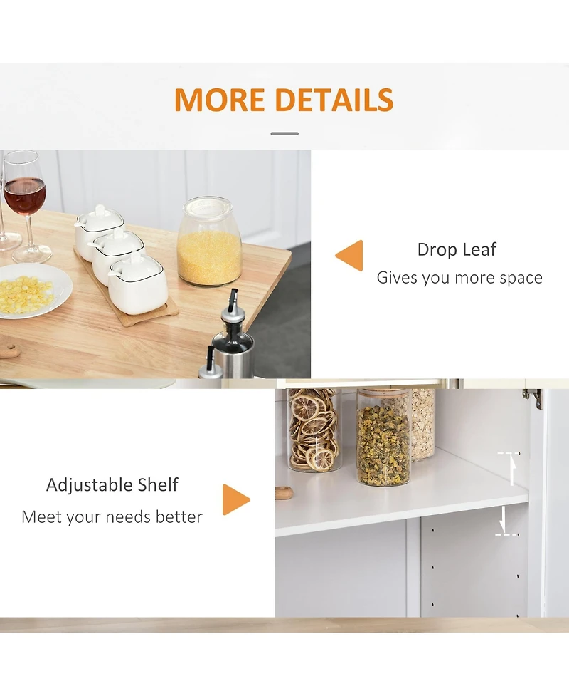Halifax North America White Kitchen Assistant: Island Cart with Drop Leaf and Storage
