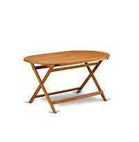 East West Furniture Wooden Patio Set Natural Oil