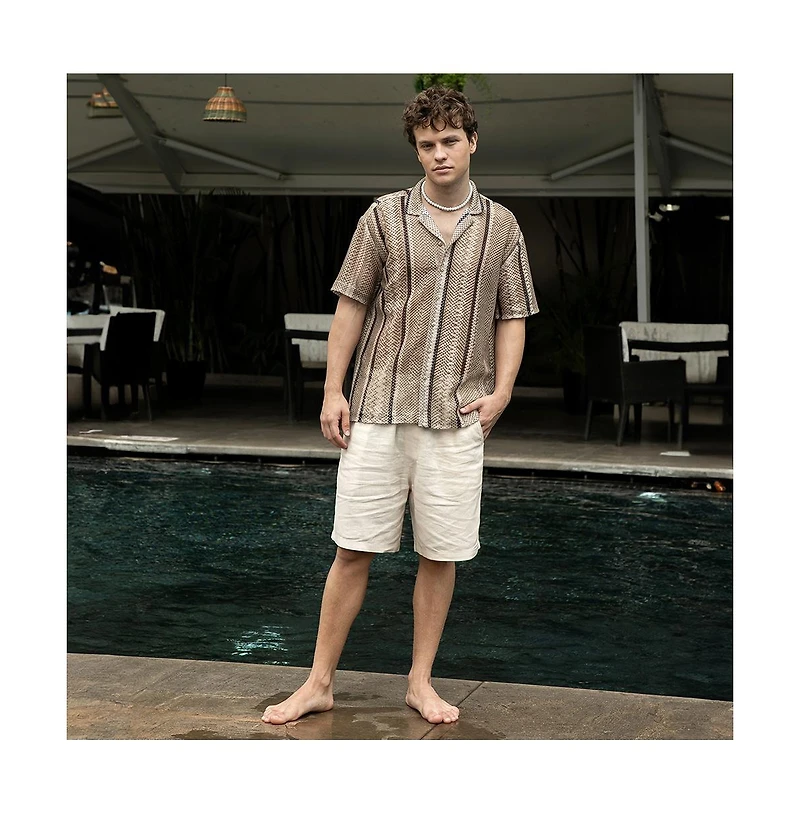 Campus Sutra Men's Striped Knit Oversized Shirt