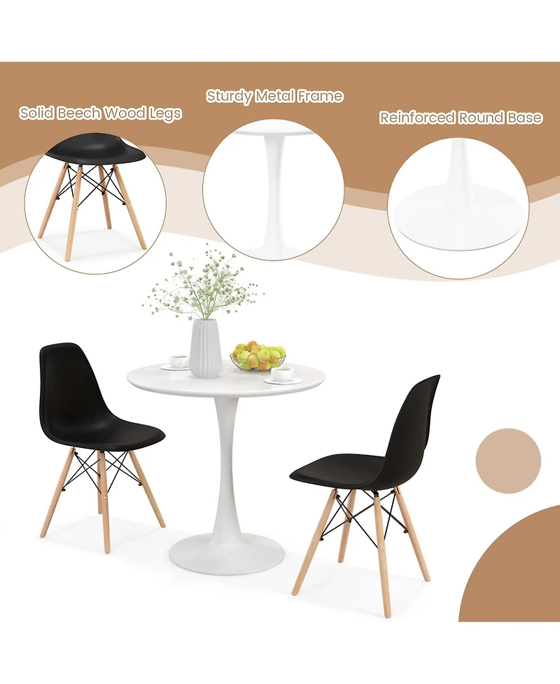 Gymax 5 Pcs Dining Set Modern Round Dining Table 4 Chairs for Small Space Kitchen