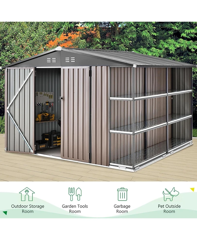 Aecojoy 10x8 Ft Storage Shed with Rack