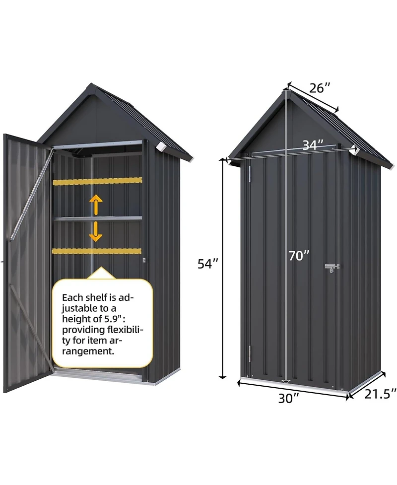Aecojoy Vertical Outdoor Storage Cabinet with 2 Removeable Shelves