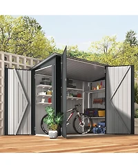 Aecojoy 7.5'x4' Outdoor Horizontal Bike Storage Shed with Triple Lockable Door