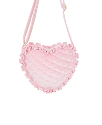 Bits & Bows Girls Velvet Ruffle Heart Purse in Pink