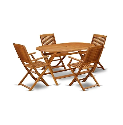 East West Furniture Wooden Patio Set Natural Oil