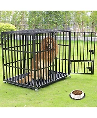 Bingopaw Heavy Duty Steel Dog Crate Kennel with Wheels and 3 Access Door