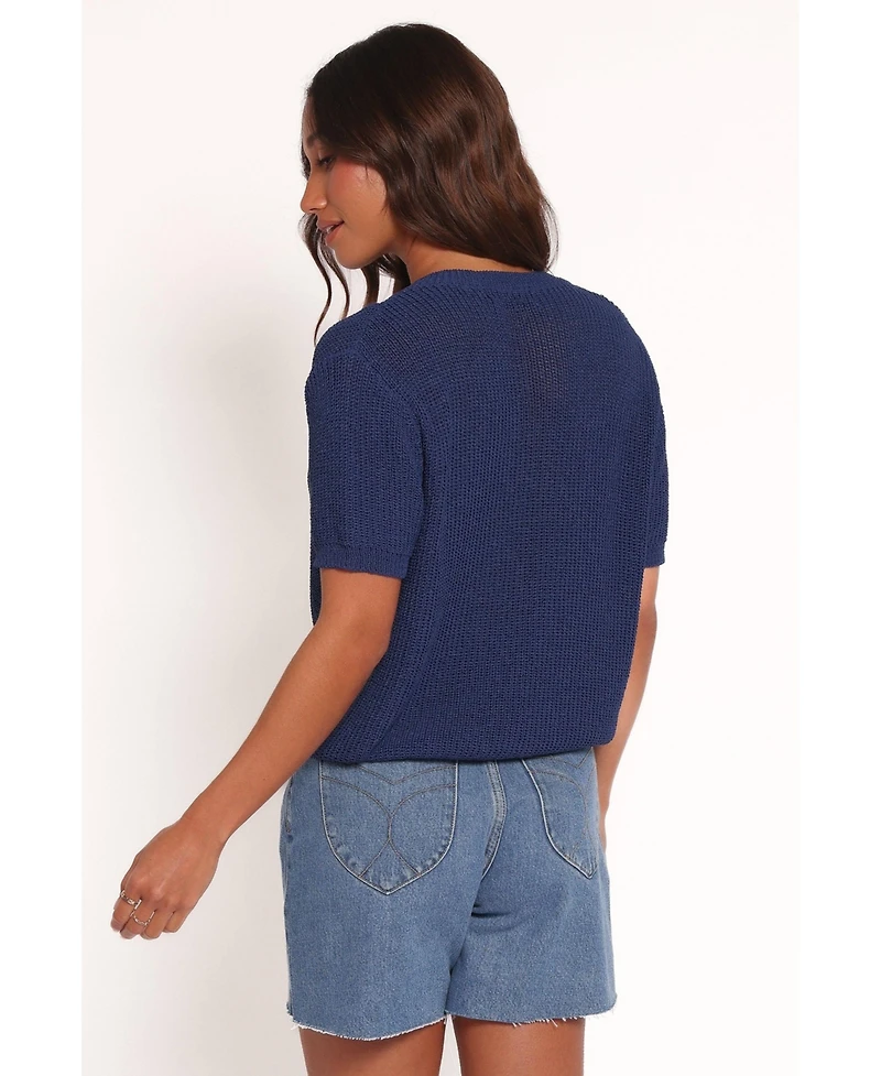 Petal and Pup Women's Gemma Short Sleeve Bow Cardigan - Navy