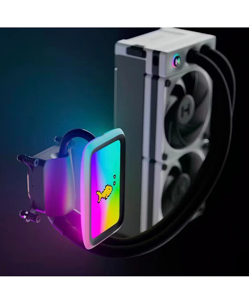 Hyte Thicc Q60 240mm All-In-One Liquid Cpu Cooler with 5" Ultraslim Ips Display, White