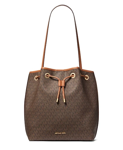 Michael Kors Women's Medium Signature Logo Bucket Messenger Handbag