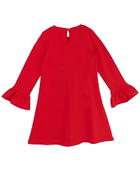 Rare Editions Little Girls Interlock Dress with Polka-Dot Statement Bow