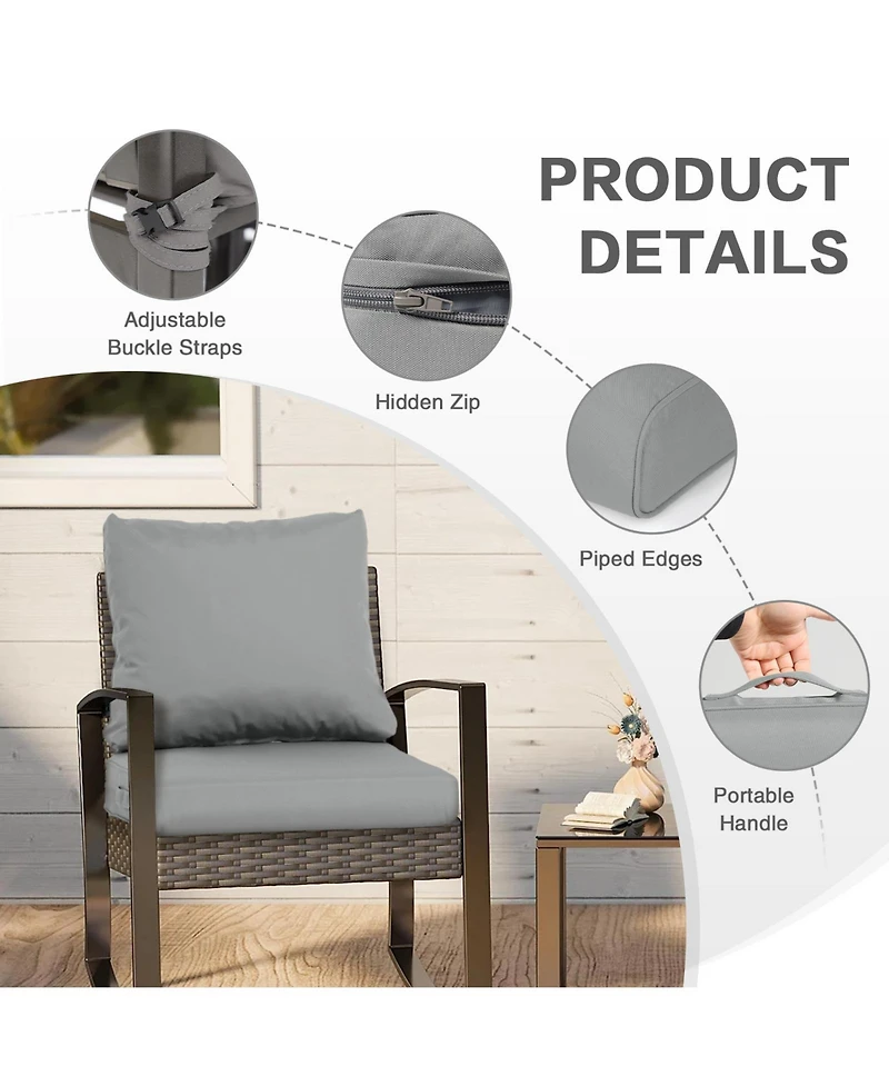 Aoodor Outdoor Chair Cushions Set of 2, 24"x24", Water Resistant Outdoor Deep Seat Cushions with Handle & Adjustable Straps.