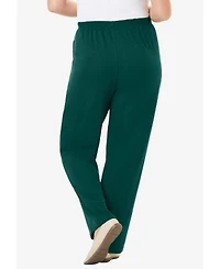 Woman Within Women's 7-Day Knit Ribbed Straight-Leg Pull-On Pants