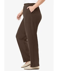 Woman Within Women's 7-Day Knit Ribbed Straight-Leg Pull-On Pants