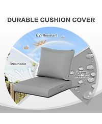 Aoodor Outdoor Chair Cushions Set, 23"x26", Water Resistant Outdoor Deep Seat Cushions with Handle & Adjustable Straps