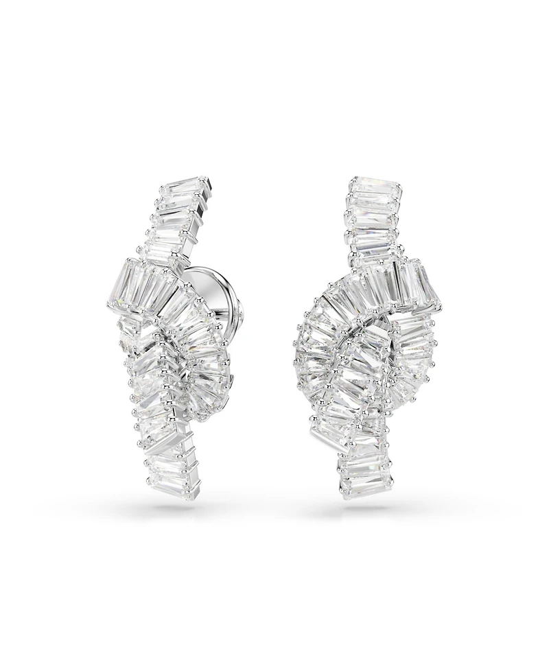 Swarovski Matrix Rhodium Plated Baguette Cut Earrings