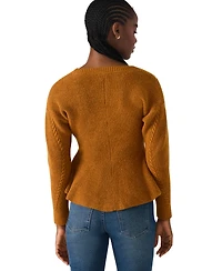 Steve Madden Women's Courtney V-Neck Peplum Sweater