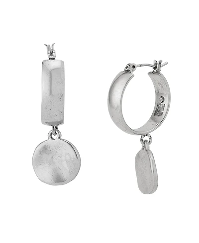Robert Lee Morris Soho Antique Silver Heirloom Charms Disc Huggie Earrings