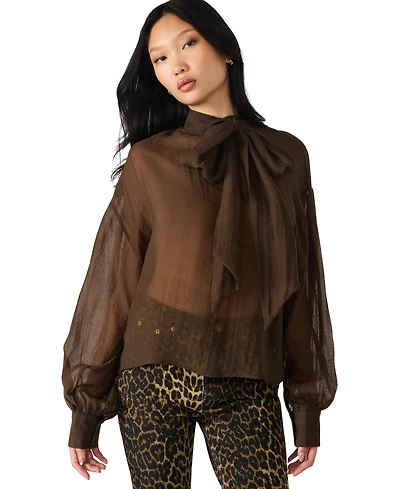 Steve Madden Women's Sutton Bow Tie Neck Top