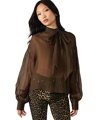 Steve Madden Women's Sutton Bow Tie Neck Top