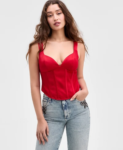 Guess Women's J'Adore Sleeveless Sweetheart Corset Top
