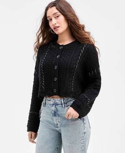 Guess Women's Kaori Mixed-Knit Cardigan