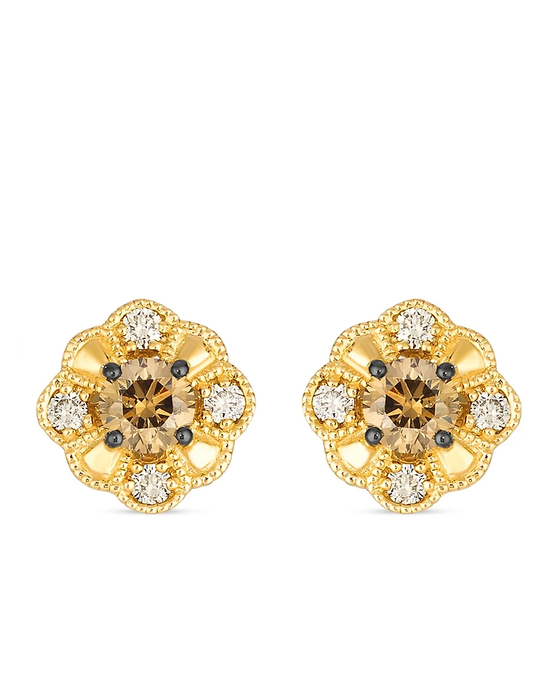 Le Vian Nude Diamond (0.18 ct. t.w.) and Chocolate Diamond ( 0.46 ct. t.w.) Earrings in 14K Honey Gold