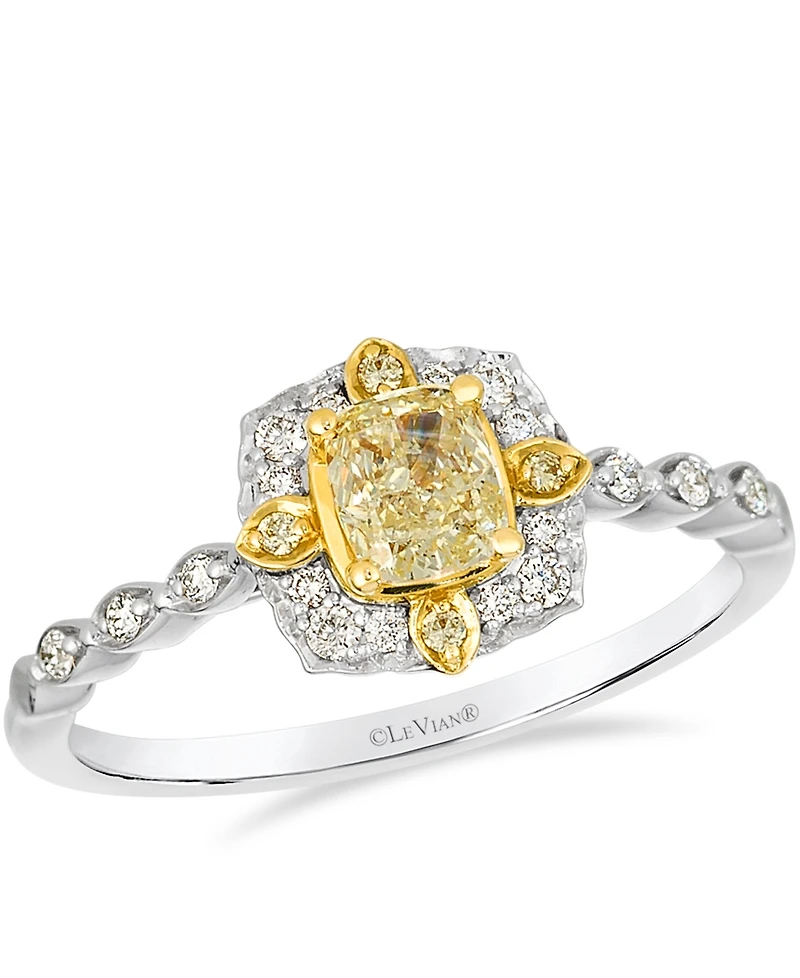 Le Vian Yellow Diamond (0.38 ct. t.w.) and Vanilla Diamond (0.13 ct. t.w.) Ring in 14K Two Tone Gold