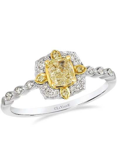 Le Vian Yellow Diamond (0.38 ct. t.w.) and Vanilla Diamond (0.13 ct. t.w.) Ring in 14K Two Tone Gold