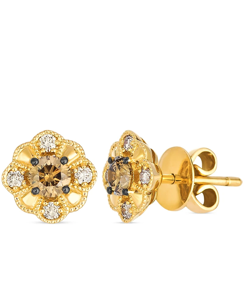 Le Vian Nude Diamond (0.18 ct. t.w.) and Chocolate Diamond ( 0.46 ct. t.w.) Earrings in 14K Honey Gold