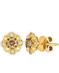 Le Vian Nude Diamond (0.18 ct. t.w.) and Chocolate Diamond ( 0.46 ct. t.w.) Earrings in 14K Honey Gold