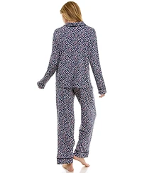 Roudelain Women's 2-Piece Long Sleeve Top and Printed Pajama Set
