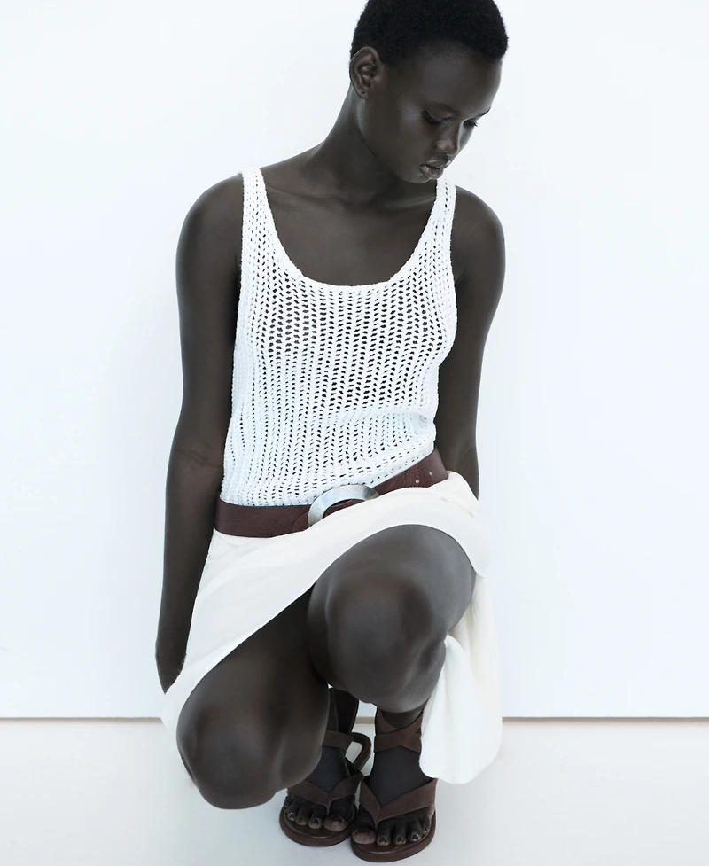 Mango Women's Straps Crochet Top