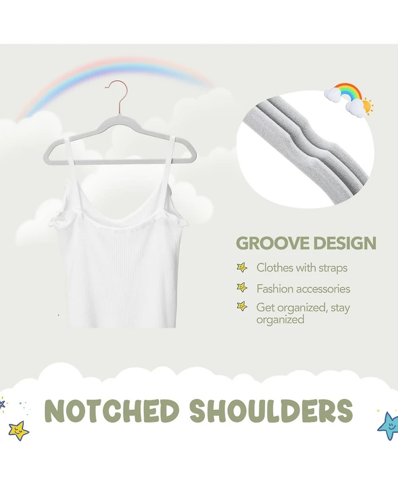 14 Inch Kids Velvet Hangers White 60 Pack