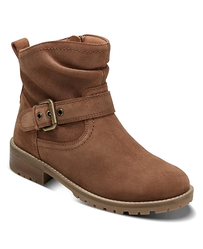 Earth Women's Thrill Buckle Strap Ruched Booties