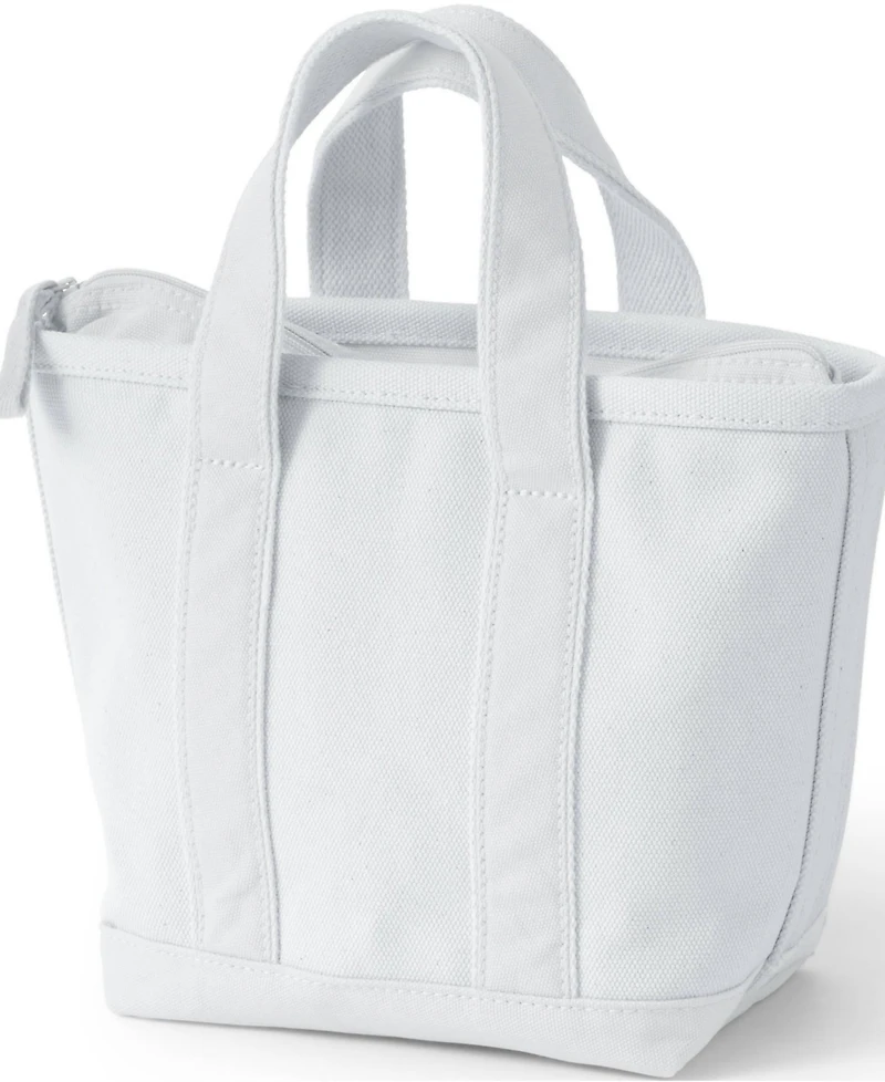 Lands' End Small Solid Color Zip Top Canvas Tote Bag