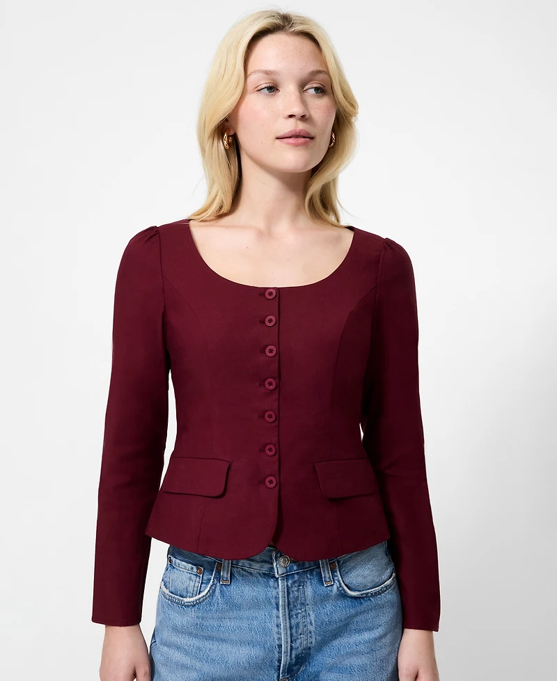 French Connection Women's Long Sleeves Poplin Top