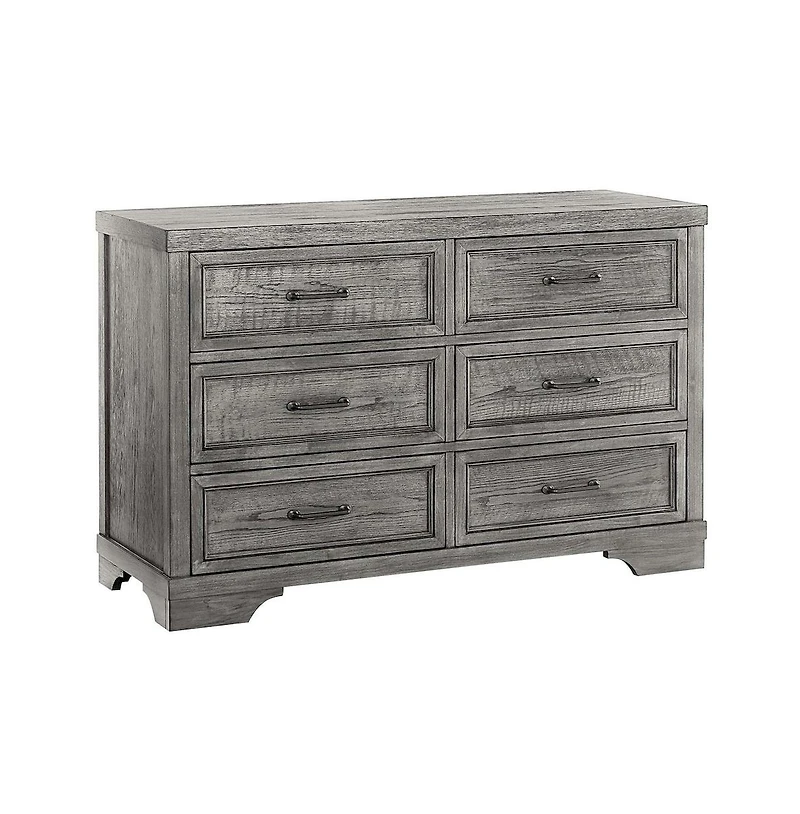 Westwood Design Foundry 6-Drawer Wood Dresser, Brushed Pewter