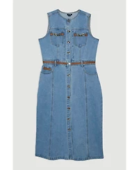 Karen Millen Women's Tipping Sleeveless Midi Denim Dress