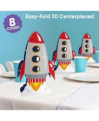 Big Dot of Happiness Freestanding 3D Blast Off to Outer Space Centerpiece Table Decorations - 8 Count