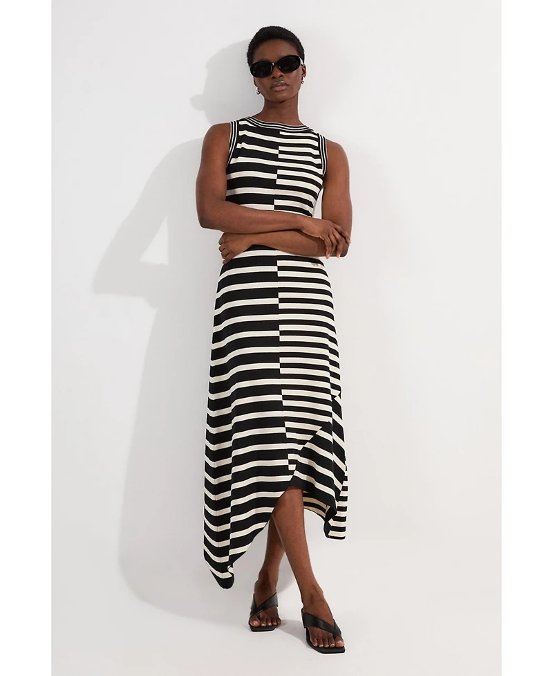 Karen Millen Stripe Sleeveless Knitted Midi Dress