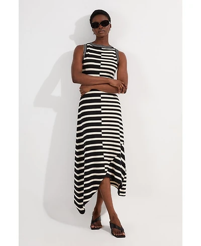 Karen Millen Stripe Sleeveless Knitted Midi Dress