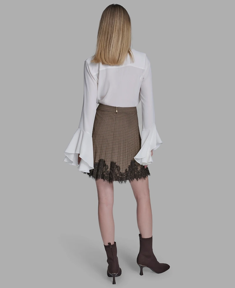 Bcbg Women's Lace Hem Pleated Skirt