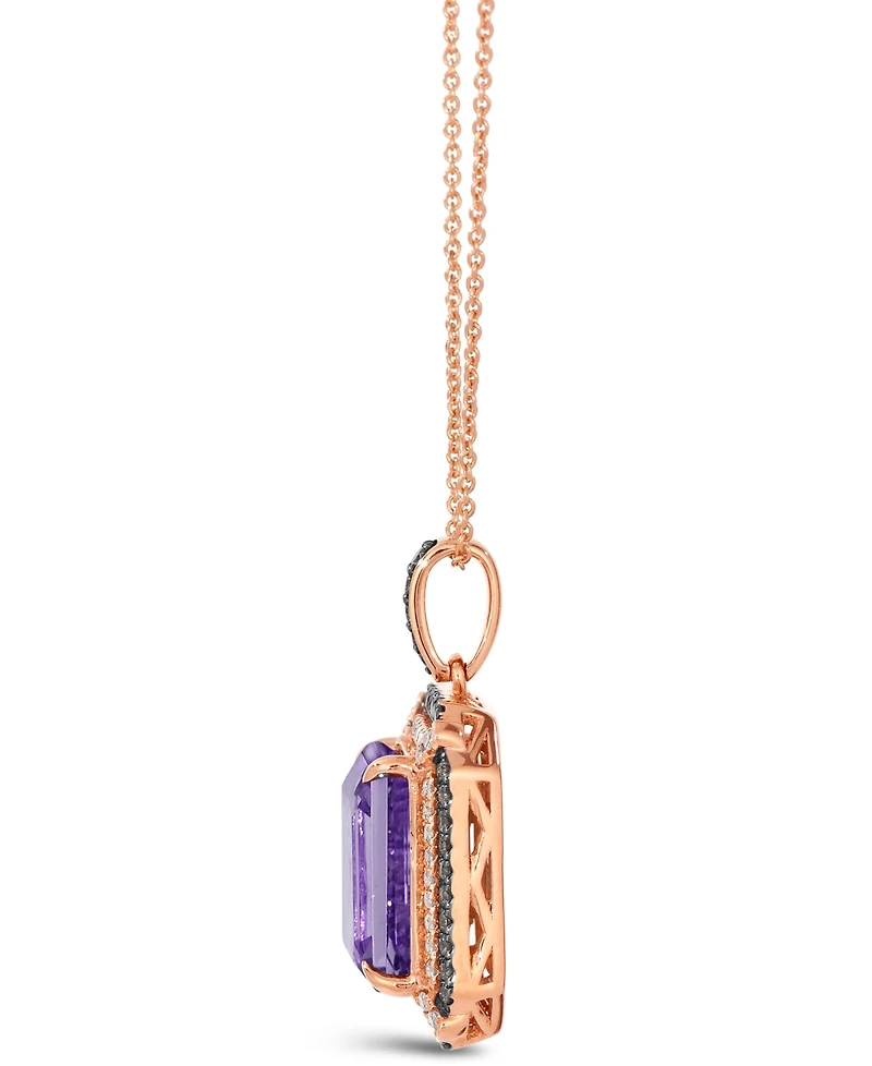 Le Vian Deep Sea Blue Topaz (3-9/10 ct. t.w.), Chocolate Diamond (1/4 t.w.) and Nude (1/5 Pendant Necklace 14k Strawberry Gol
