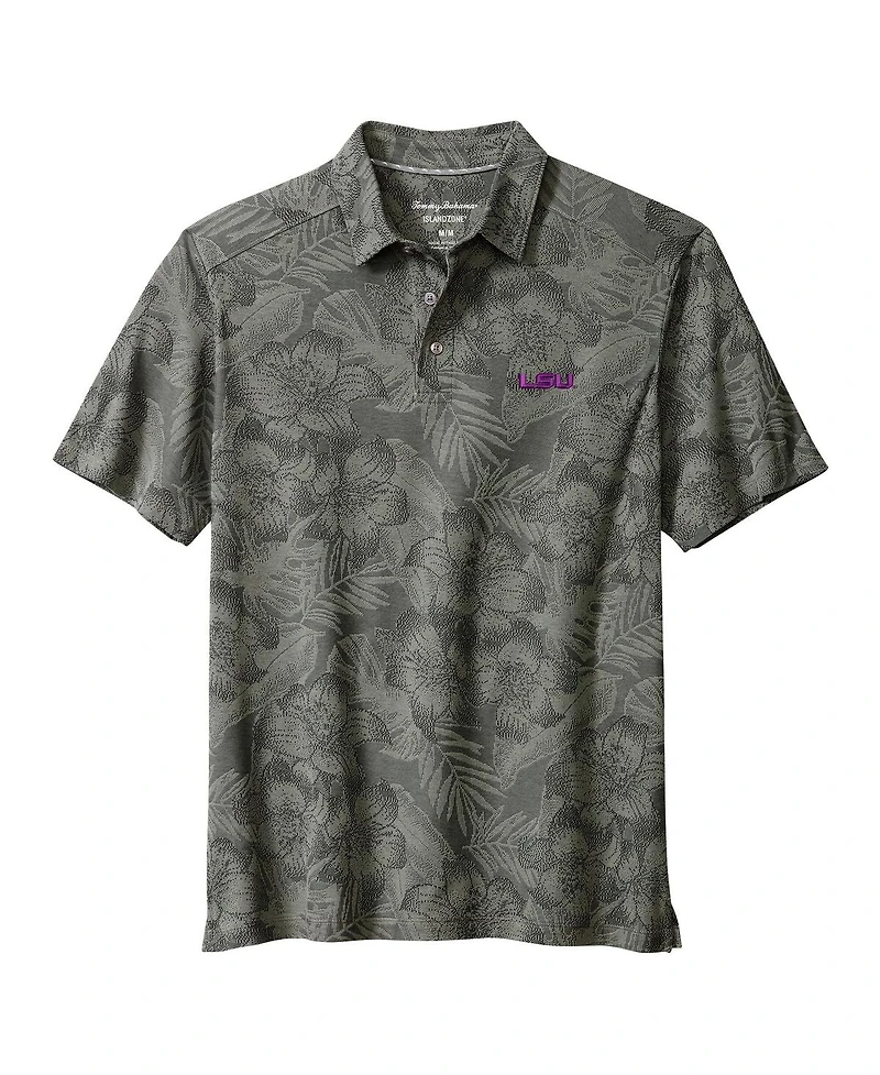 Tommy Bahama Men's Gray Lsu Tigers Palm Fresco Hibiscus IslandZone Polo Shirt