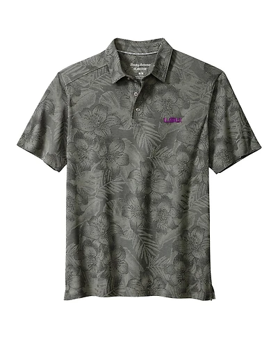 Tommy Bahama Men's Gray Lsu Tigers Palm Fresco Hibiscus IslandZone Polo Shirt