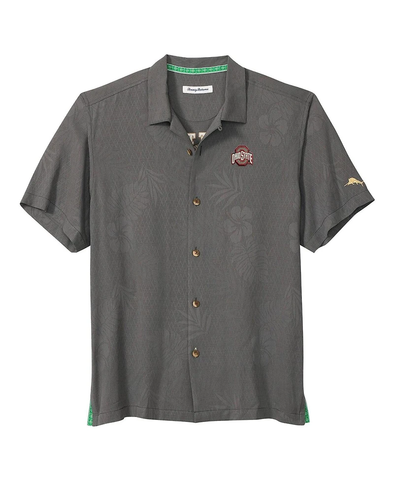 Tommy Bahama Men's Gray Ohio State Buckeyes Catch of the Day Camp Button-Up Shirt