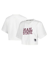 Adidas Women's White Mississippi State Bulldogs Primegreen V-Neck Cropped Jersey