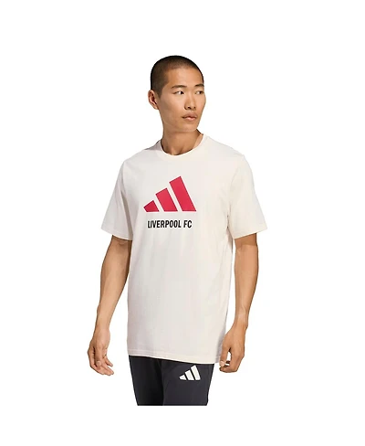 Adidas Men's White Liverpool Three-Stripes Wordmark T-Shirt