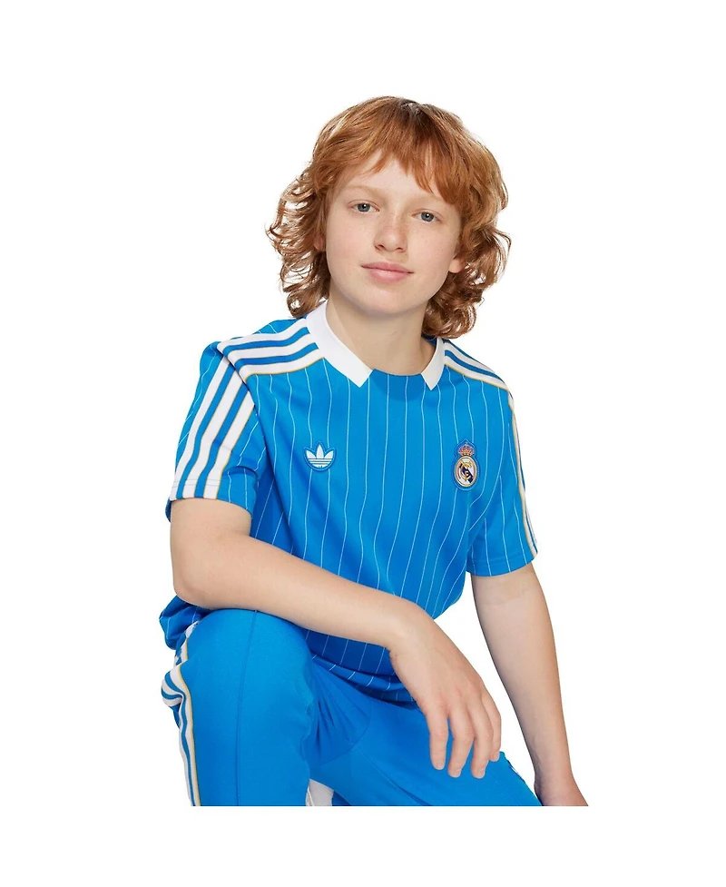 Adidas Big Boys and Girls Blue Real Madrid Terrace Icons Jersey
